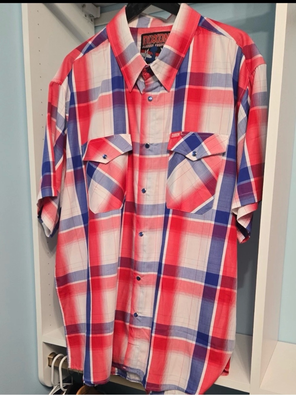 Dixxon Red & Blue Plaid “The Fallen” Short-Sleeve Bamboo Men's Shirt